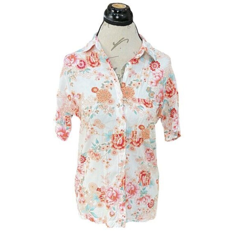 Forever 21 Womens Blouse Sz Small Button up Bohemian Boho Chic Colorful Feminine